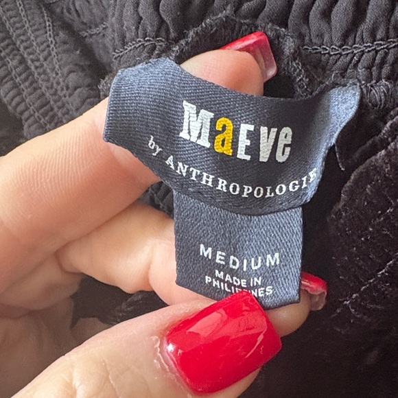 Maeve by Anthropologie Black Velvet Wide-Leg Pants measurements included - Picture 3 of 9